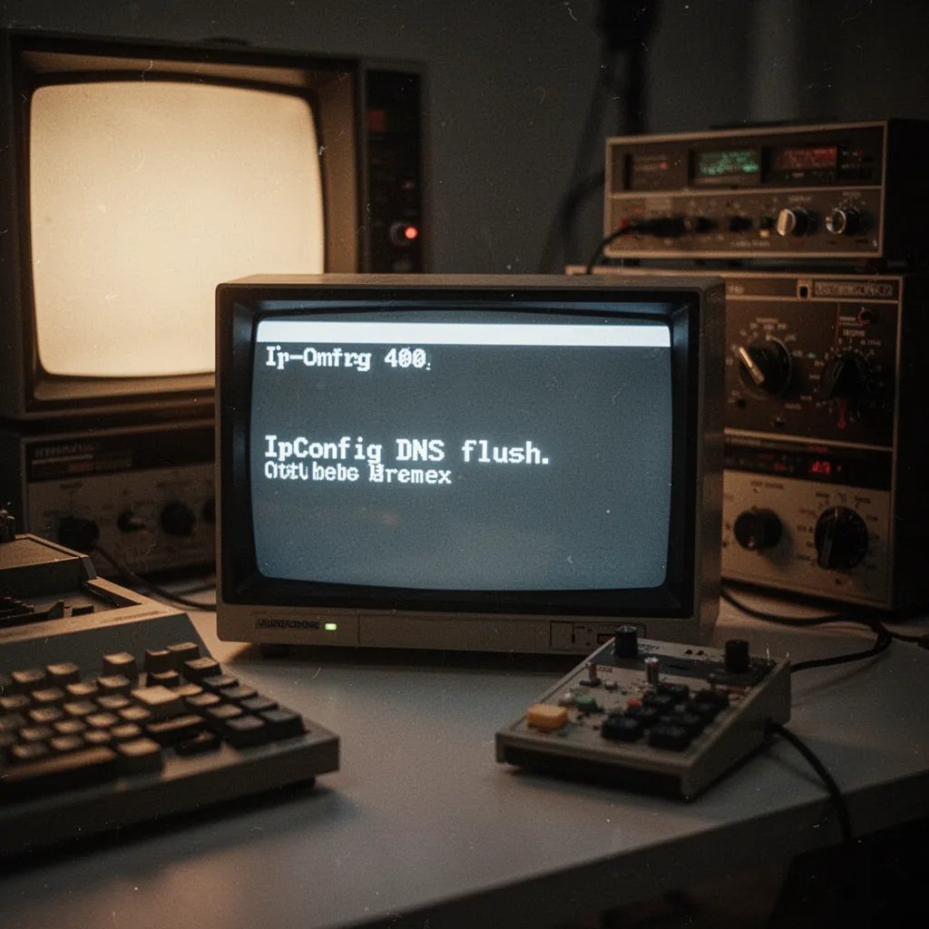 Terminal Windows affichant la commande ipconfig /flushdns avec un message de confirmation de vidage du cache DNS